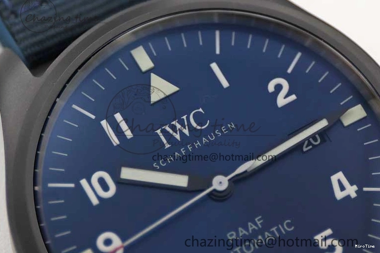 MIROTIME 0710 BestValue Mark XVIII IW328101 Black Ceramic M+F 1:1 Best Edition Blue Dial on Blue Nylon Strap A 7058